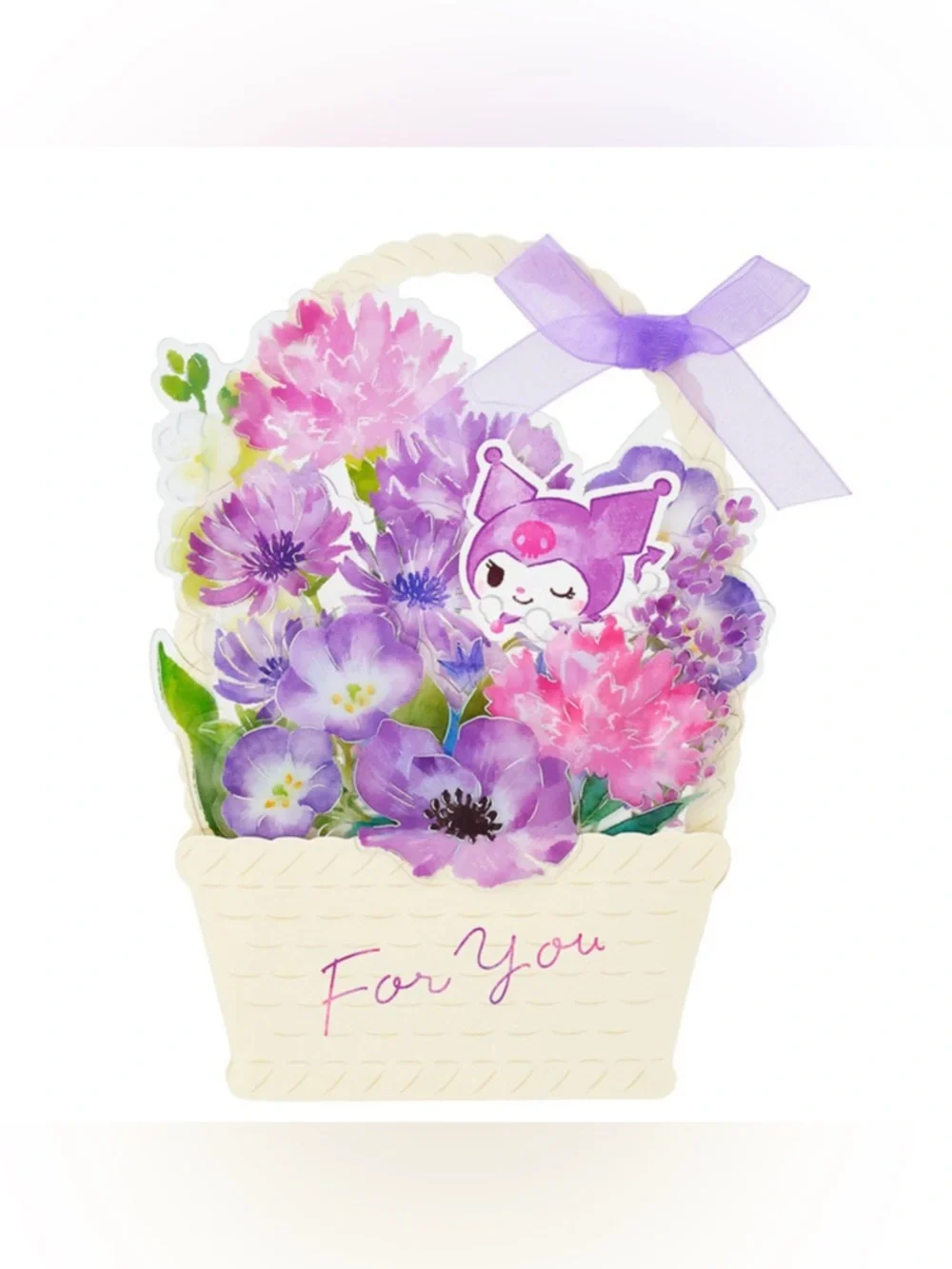 Kuromi Pop-Up Display Any Occasion Greeting Card w For You Floral Design NWT